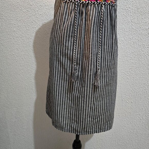 Entro Womens Bohemian Stripe Sleeveless Tunic Dress size S With Embroidered Fron - Picture 4 of 7